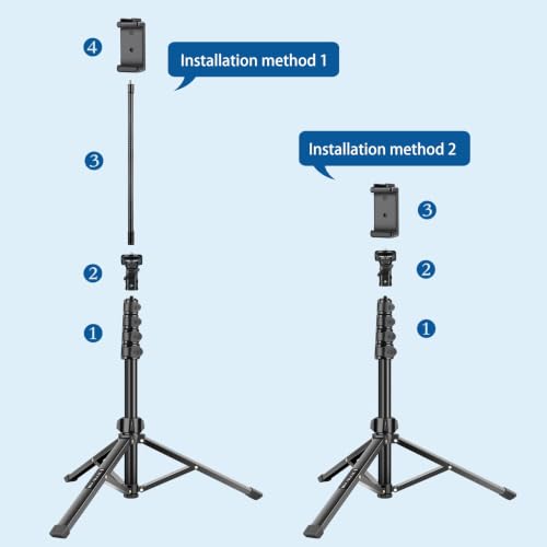 Phone Tripod Stand, 85" Tall Cellphone Tripod for iPhone with Gooseneck