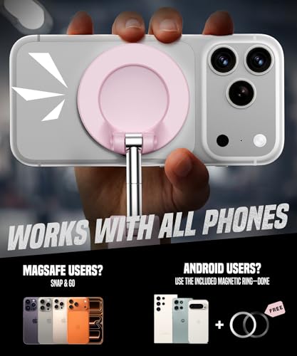 GolbinBox Magnetic Phone Holder for Gym,Adjustable Tripod Mount Ring Pink - color: Pink