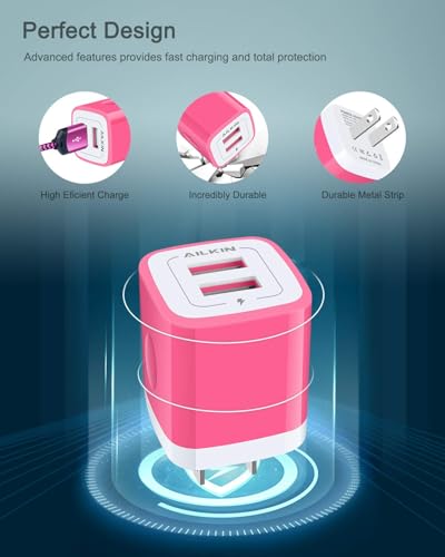 Android Fast Charger for Kindle Fire Wall Adapter + 6FT Micro USB Cable - color: Pink, style: Micro