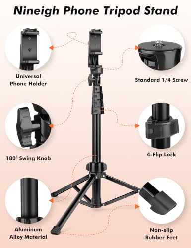 NINEIGH Phone Tripod, 66inch Extendable Travel Tripod for iPhone & Android - size: 66 Inch