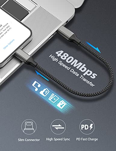 2Pack MFi Certified 1ft USB-C to Lightning Cable for iPhone 14/13/12, iPad - size: 1FT