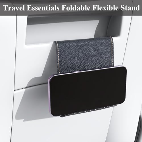 Airplane Travel Essentials for Flying Flex Flap Cell Phone Holder & Flexible Tablet Stand for Desk, Bed, Treadmill, Home & in-Flight Airplane Travel Accessories(1-Lichee Black) - color: 1-Lichee Black