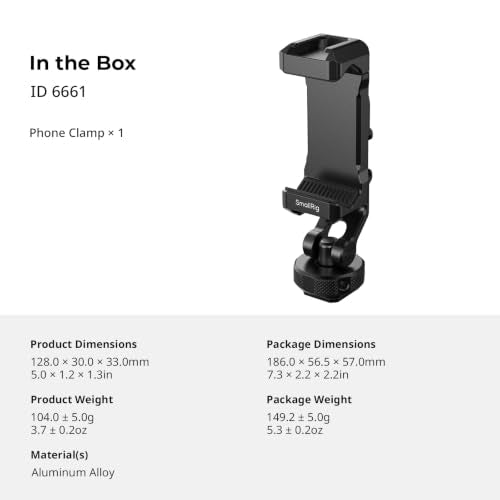 SmallRig PC-T1 Metal Phone Holder, 3 Cold Shoes, 360° Rotatable - size: Version 2