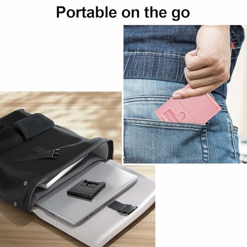 2 Pack Folding Cell Phone Stand - Adjustable Portable Foldable Desktop Phone Holder Compatible with iPhone 17 16 15 14 13 Pro Max Mini Smartphone Ps Portal Nintendo Switch 2 - Black & Pink