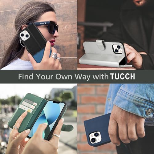 TUCCH Case Wallet for iPhone 13 (6.1") 2021, RFID Blocking Folio, White - color: White