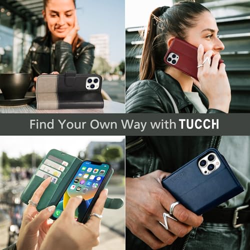 TUCCH Case Wallet for iPhone 14 Pro (6.1"), RFID Blocking Folio, Light Blue - color: Light Blue