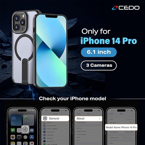 CEDO Magnetic Kickstand Case for iPhone 14 Pro, MagSafe Compatible Black - size: iPhone 14 Pro