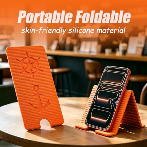 Portable Foldable Silicone Phone Laptop Pad Stand Orange - color: Orange