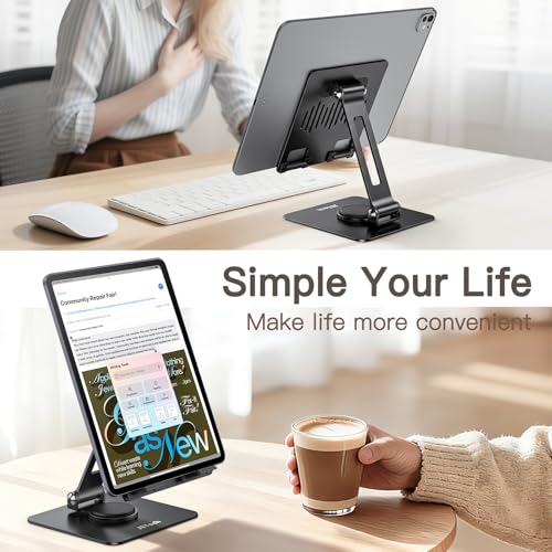 JETech Swivel Tablet Stand for 4-13" Tablets and Phones, Black - color: Black