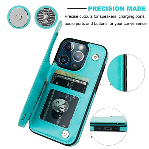 ONETOP for iPhone 13 Pro Wallet Case with Card Holder,LightBlue - color: Light Blue