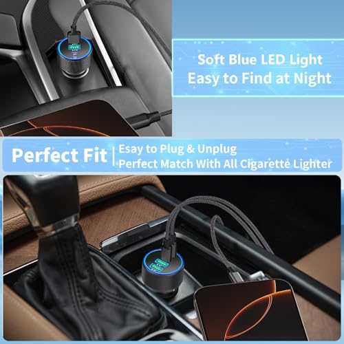 2Pack 4-Port 90W USB C Car Charger, Rombica Car Phone Charger Fast Charging - color: Raven Black