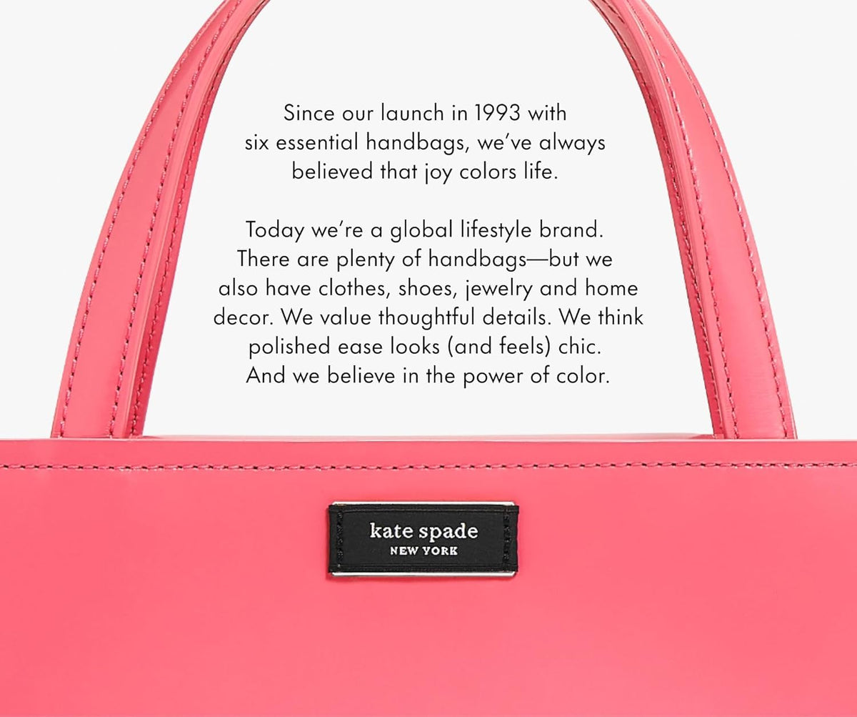 Kate Spade New York Cute Pink Luggage Tag for Women, Durable Vegan Leather Suitcase Tag, Unique Luggage Identifier with Scallop Edge, Let's Wander