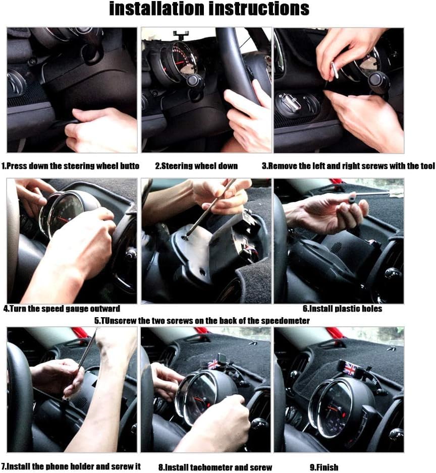 Behind Tachometer Mount Smart Phone GPS Mounting Design Phone Holder Kit for Mini Cooper R55 R56 R57 R60 R61(2008-2013seris) Union Jack (RED) - color: RED