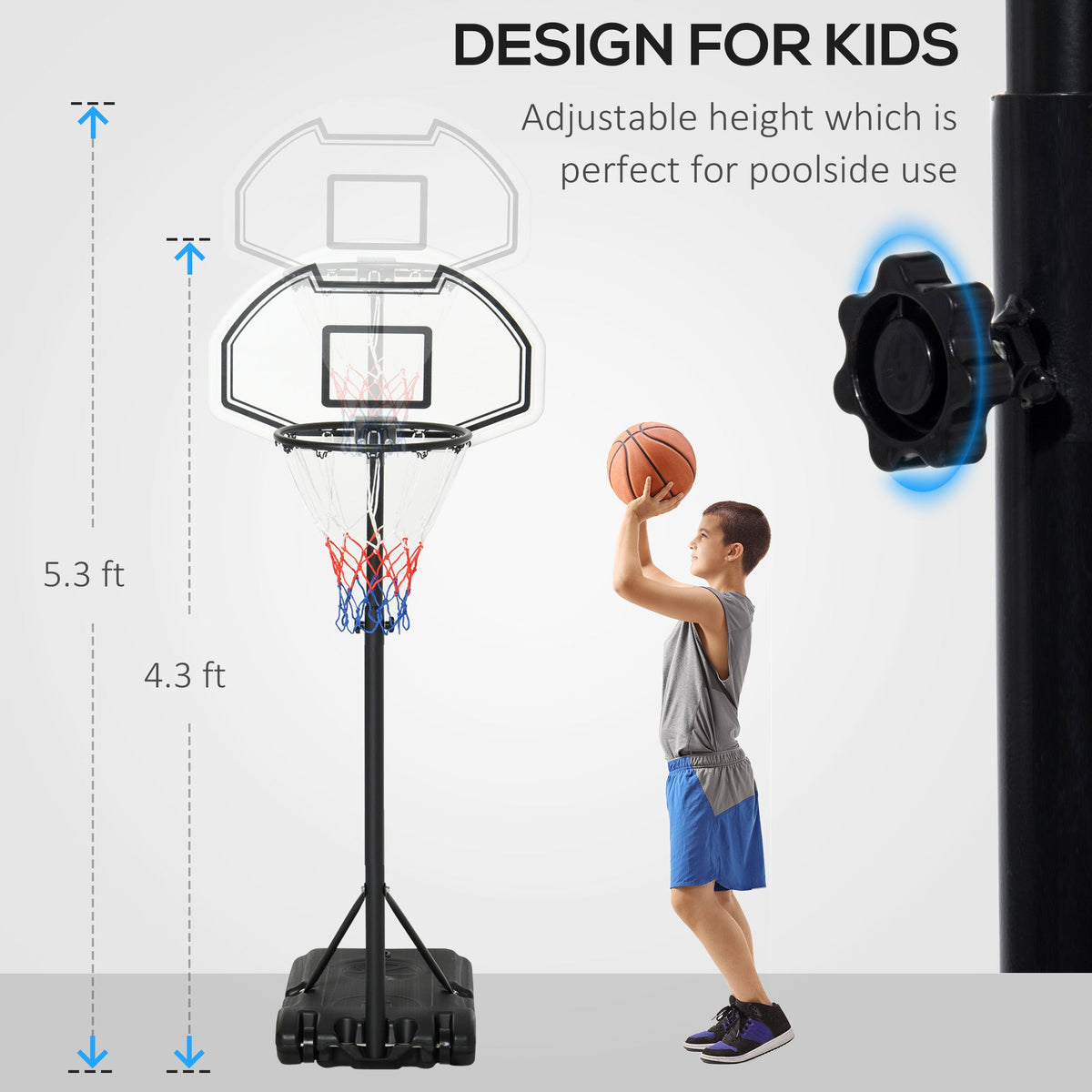 Height Adjustable Basketball Hoop, Portable Basketball Stand, 30" Backboard, Indoor Outdoor Goals Set for Kids Youth Adults