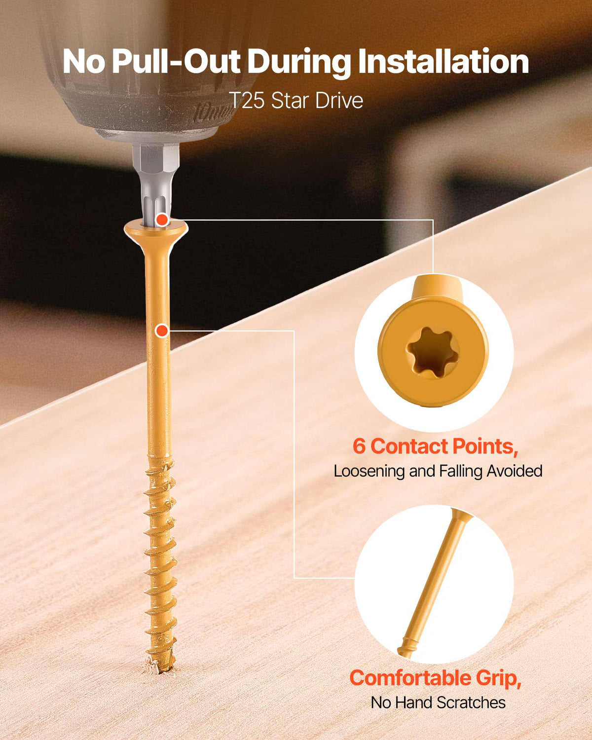 Wood Screws 350 PCS, #10 x 3-Inch Anti-Rust Coated, Exterior Deck Screw Torx/T25 Star Drive, Metal Rust-Resistant Outdoor Decking Screws with 2 Screw Connectors, for Decking Fencing Framing