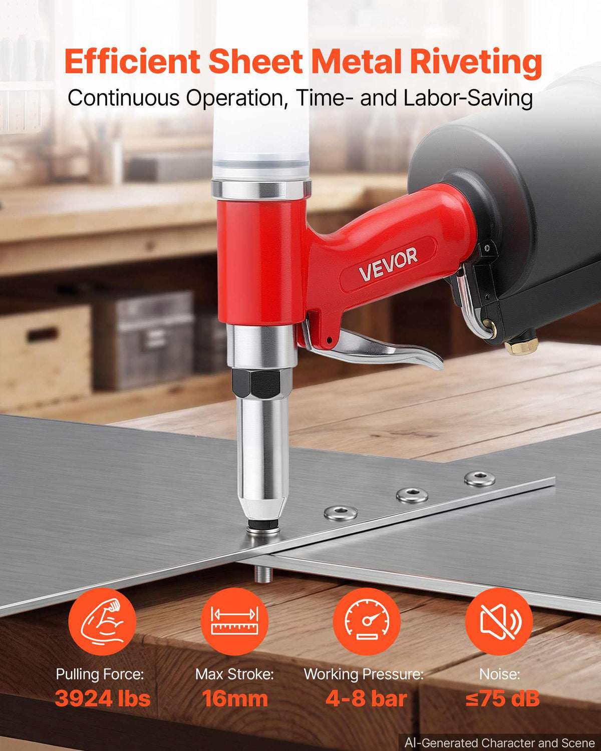 Pneumatic Rivet Gun Kit with 3/32" 1/8" 5/32" 3/16" 1/4" Nosepieces, 3924 LBS Pulling Force, 3-Claw Secure Grip, Air Pop Riveter Tool for Automotive, Construction, Industrial Manufacturing