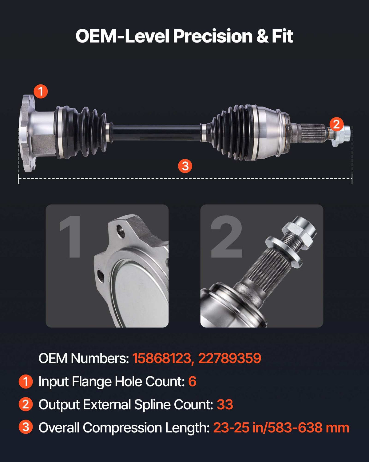 CV Axle Shaft Assembly, 2 Pieces Front Left & Right (Driver and Passenger Side), Automotive Replacement CV Axles Pair Compatible with 2007-2020 Cadillac Escalade, Alloy Steel & Carbon Steel
