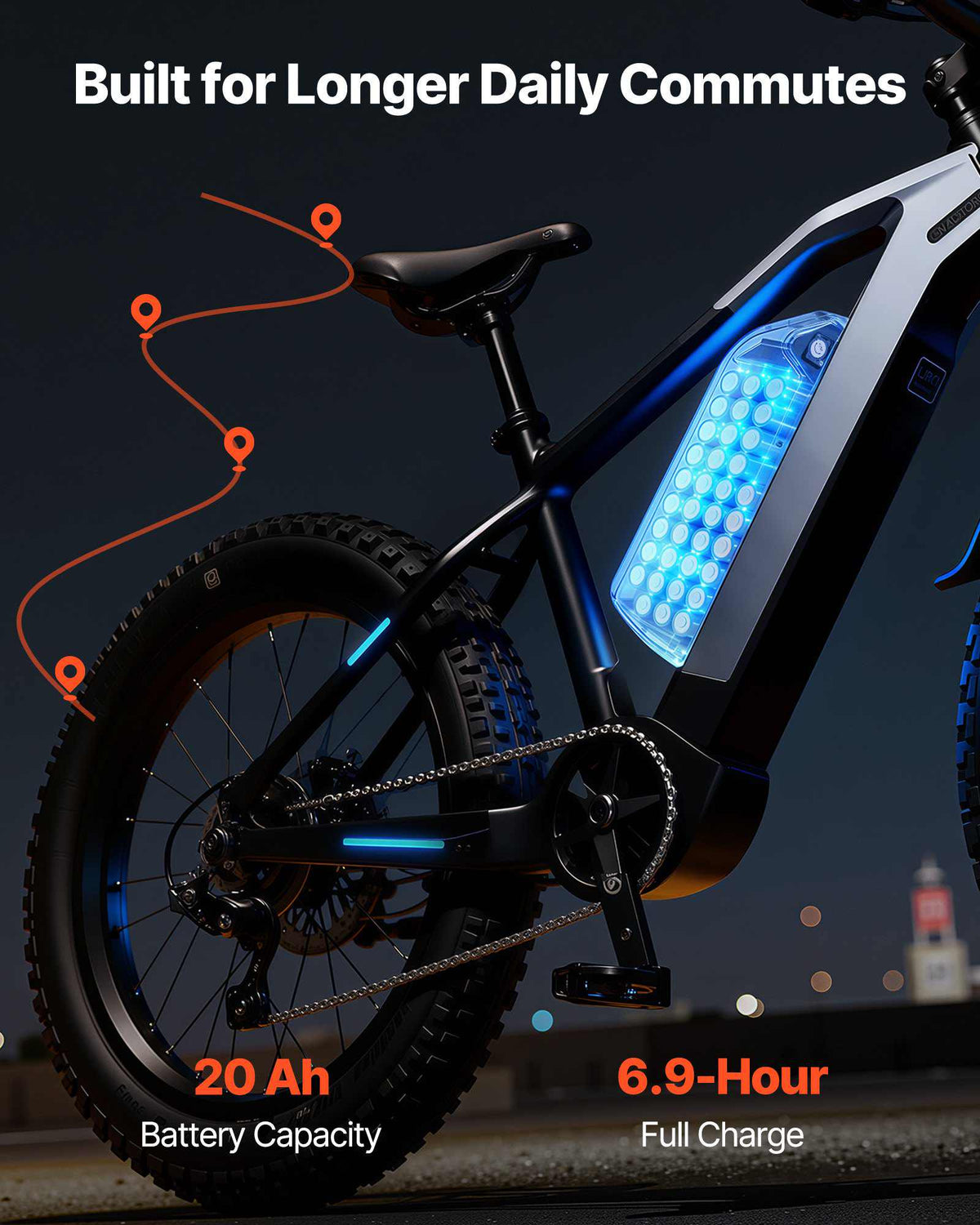Ebike Battery, 48V 20Ah Electric Bike Lithium Battery Pack with BMS, USB Charge Port, 3A Charger & Lock for 1500W E-Bike Motor, Detachable Electric Bicycle Replacement Kit with Discharge Socket
