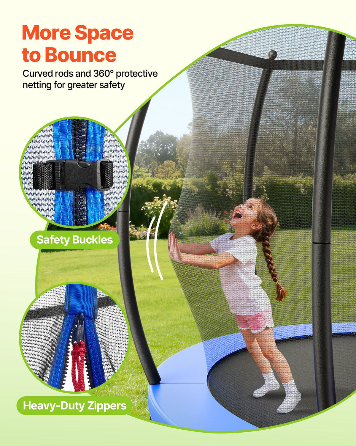 Outdoor Trampoline, 16FT Recreational Trampoline, ASTM Approved Trampolines with Enclosure Net & Thickened Pad, Max 475 lbs Weight Capacity, Anti-Rust Backyard Trampolines for Kids & Adults