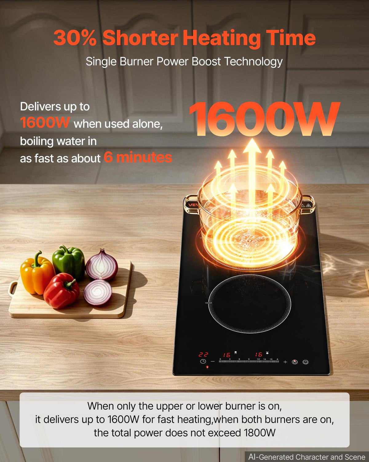 Electric Cooktop 12inch 2 Burners Portable Stove Top 1800W 120V, Ceramic Countertop/Built-in Radiant Electric Stove, with 16 Power Levels, Timer, Child Lock, Over-Heat Guard, Touch Control