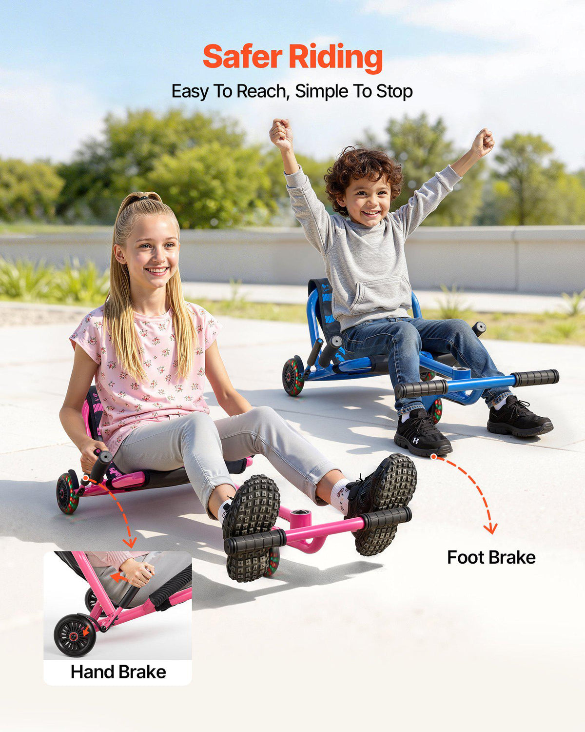 Ride on Scooter 150 lbs Swing Side-to-Side for Amazing Riding Blue, for Ages 4+, Powered by Zig-Zag Motion, Ride on Toy with 3 Adjustable Length, Brake Lever, Hard Surface Indoor & Outdoor