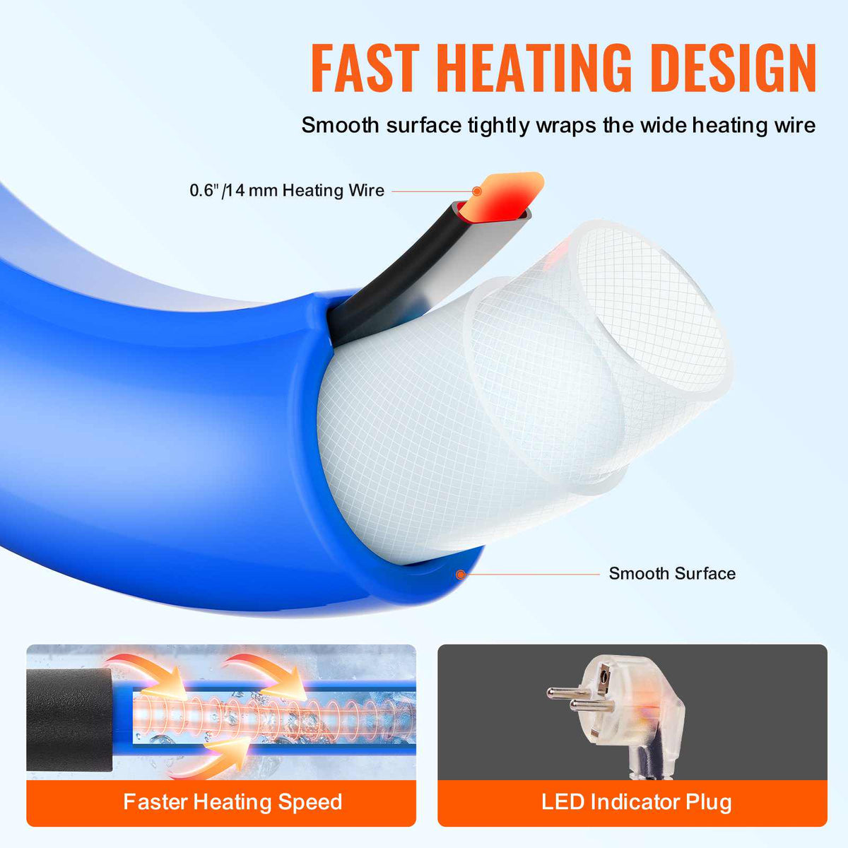 30ft Heated Water Hose for RV, Heated Drinking Water Hose Antifreeze to -45°F, Automatic Self-regulating, 5/8" I.D. with 3/4" GHT Adapter, Lead and BPA Free