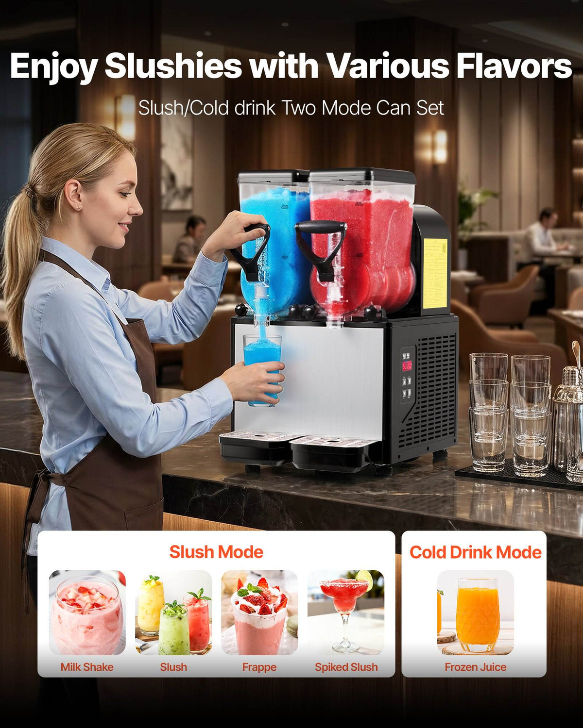 Slushie Machine, 6L/1.6Gal x 2 Tank Commercial Slushy Maker, Frozen Drink Maker with Self-Cleaning, Margarita Machine for Restaurants Bars Party for Slushie, Margaritas, Milkshake & More