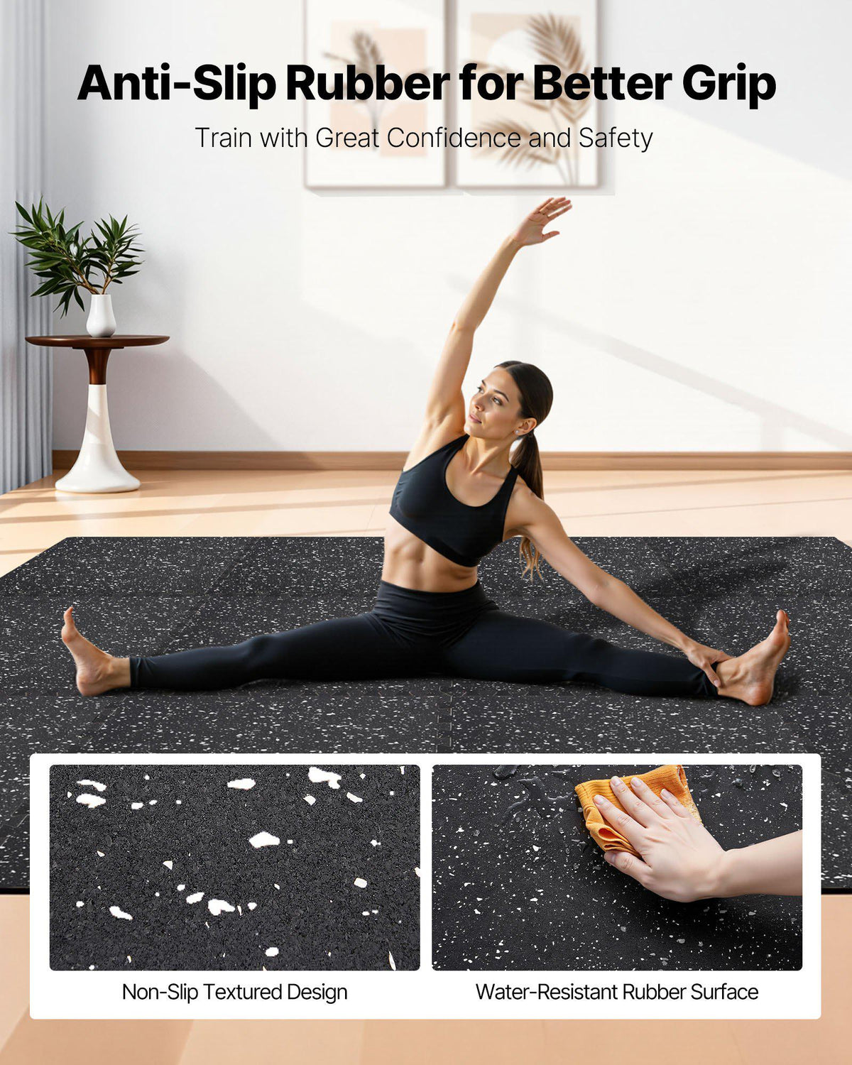 Puzzle Exercise Mat, 24 PCS Fitness Equipment Mats, 24 x 24 x 0.4 in, High-Density EVA Foam Mats Set, Interlocking Rubber Soft Tiles, Protective Floor Padding with White Dots for Home Gym Office