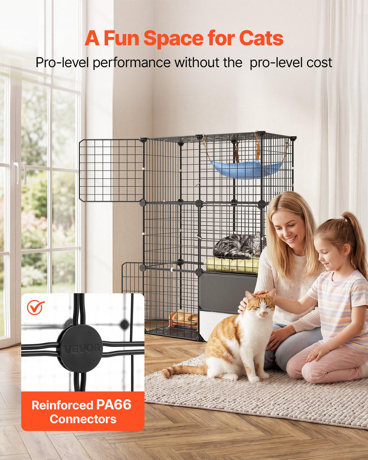 Cat Cage 3-Tier 28"x17.91"x40.98" DIY Cat Playpen with Litter Box, Indoor Enclosure Detachable Metal Wire Kennel Crate, Large Exercise Place Ideal for 1-2 Cats, Kittens & Small Animals, Black