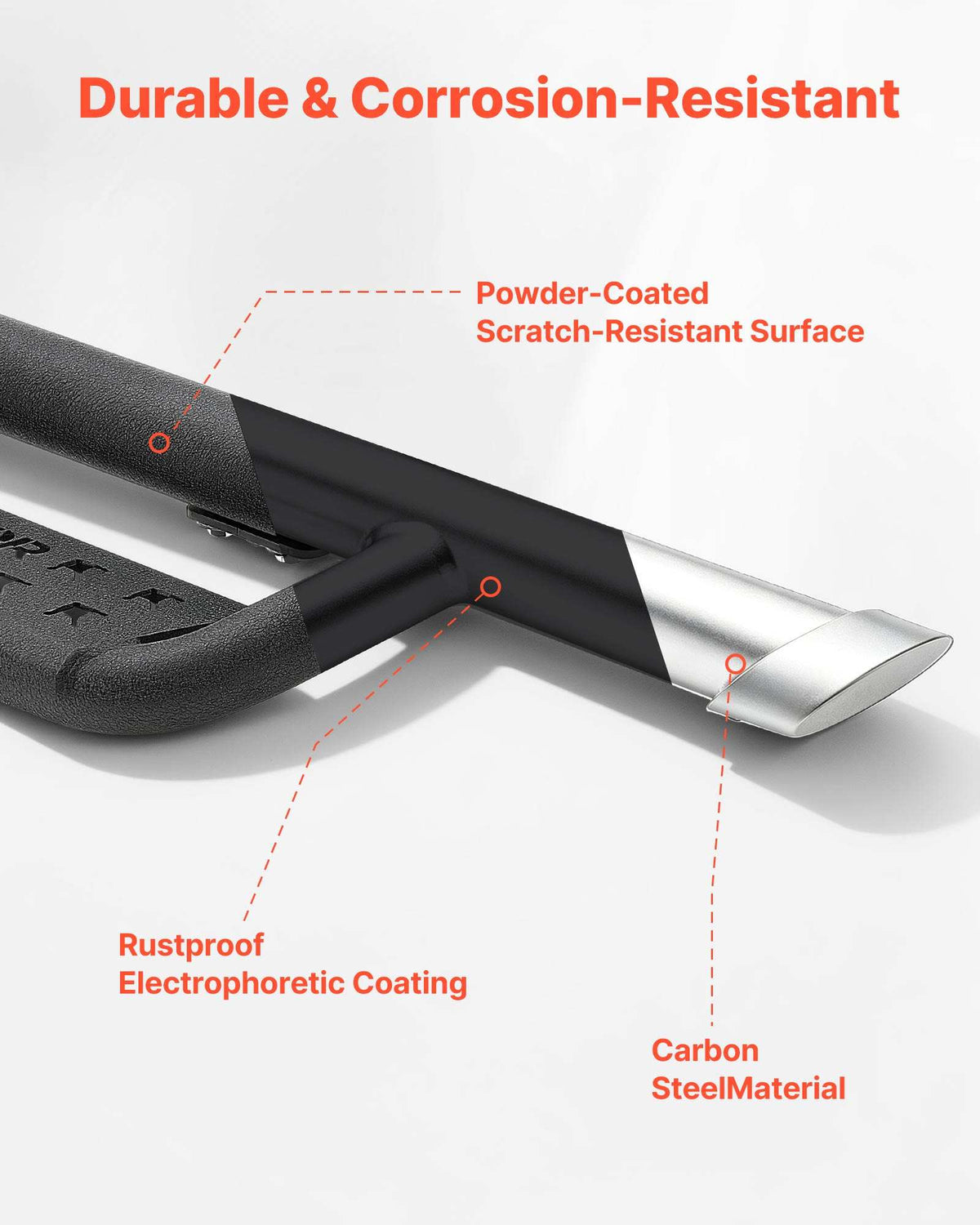 Running Boards, 4 Inches Side Steps Compatible with 2024-2025 Toyota Tacoma Double Cab, Black Carbon Steel Nerf Bars, 550 lbs Load Capacity, Wide Non-Slip Hollow Surface with Rustproof Coating