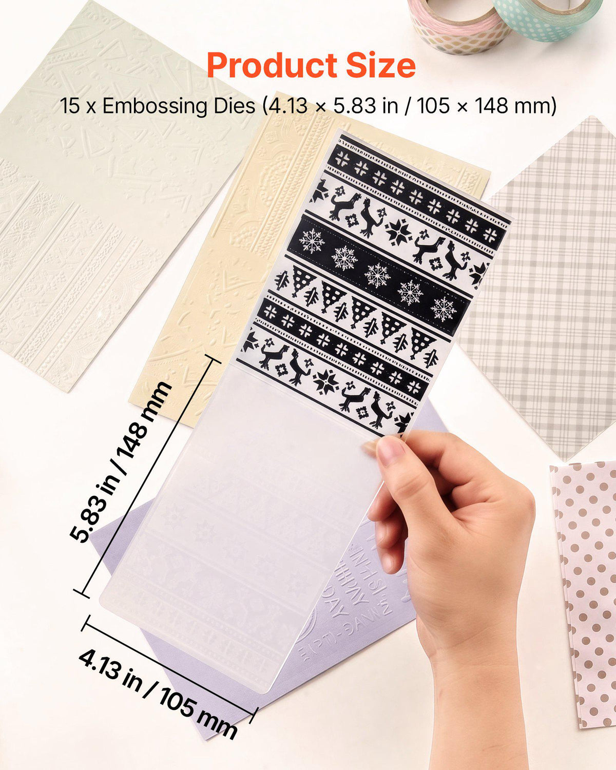 Embossing Folders, 15 Pieces, 4.13 x 5.83 in, Background Embossed Plates for Die Cutting and Embossing Machine, PP Plastic Embossed Stencil Template for Scrapbooking and Card Making