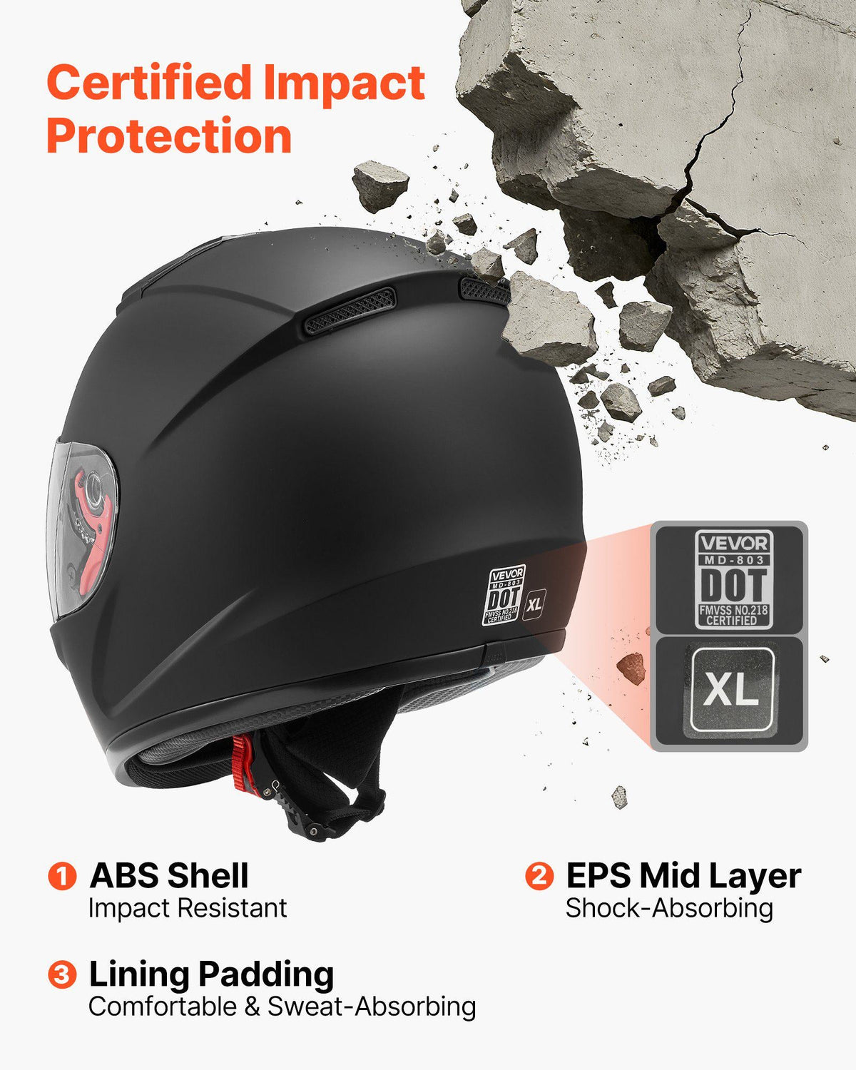 Full Face Motorcycle Helmets, Adult Motocross Dirt Bike Helmet with Clear Visor, Lightweight Comfortable Motorcycle Street Bike Helmet for Men and Women - DOT Approved (XL Size)