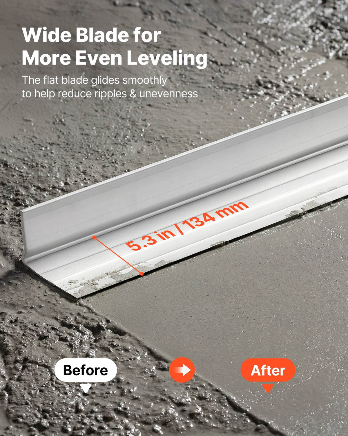 Concrete Screed Blade 8 ft Length Aluminum Alloy Board Leveling Tool, 5.3 in Wide Straight Edge, Wide Coverage, Replacement Surface Leveler for Driveway, Patio, Sidewalk, Garage Floor Finishing