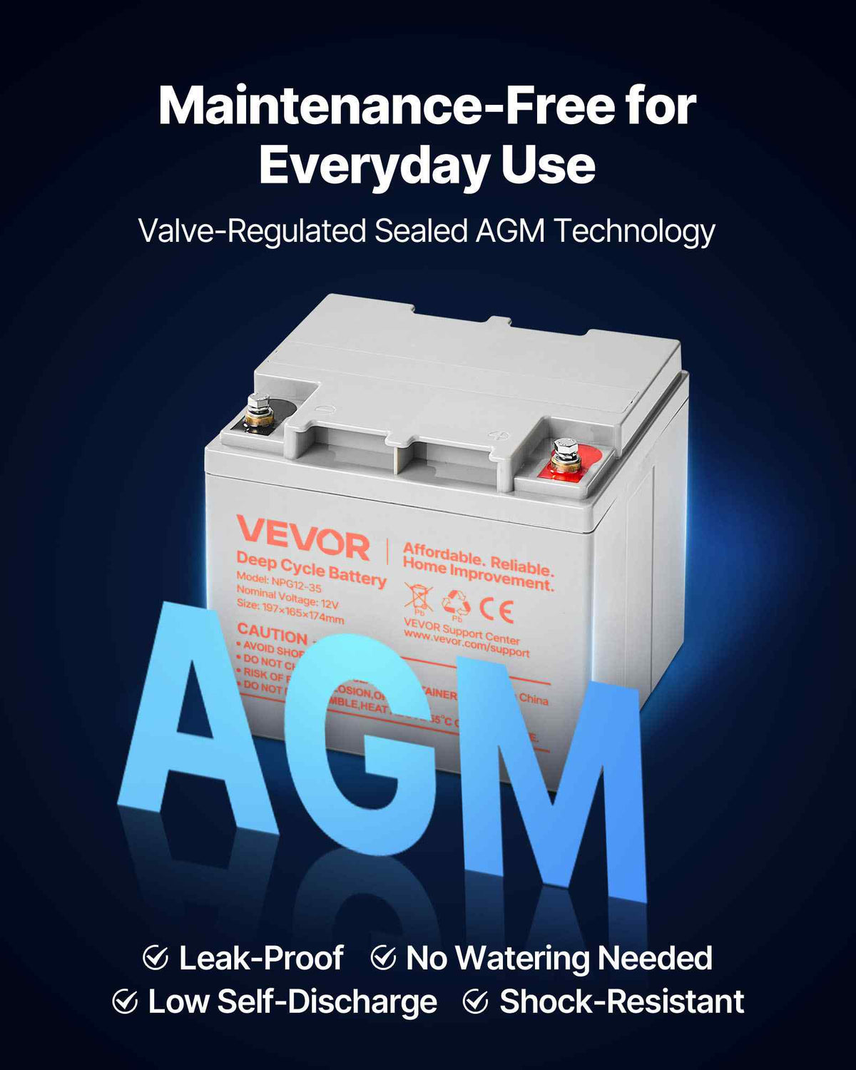 2 Pack 12V 35Ah Deep Cycle Battery, Sealed AGM Technology, Rechargeable Lead Acid AGM Battery, Backup Replacement for Scooters, Mobility Wheelchair, Solar System Off-Grid Home Energy Storage