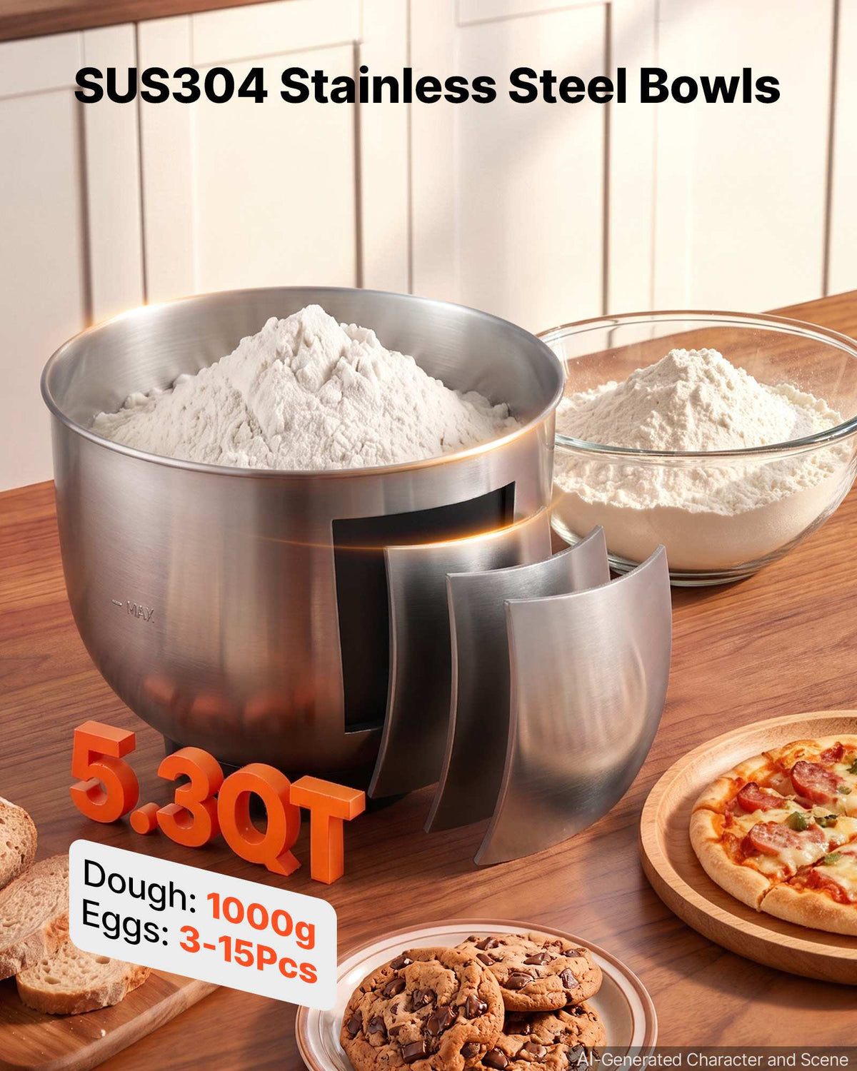 5.3 Qt Tilt Head Stand Mixer 400W Electric Dough Mixer, 10 Speeds Food Kitchen Mixer with Stainless Steel Bowl, Splash Guard, Dough Hook, Whisk, Beater, for Baking Mixing