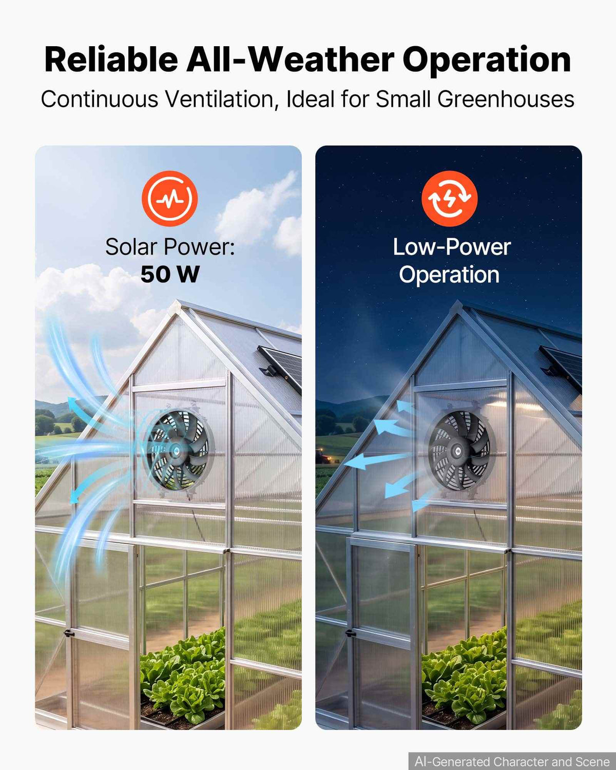 Gable Mount Fan, 12 inch Solar-Powered Attic Vent Exhaust Fan Black, 1300 CFM Cooling & Ventilation for Roof, Greenhouse, Garage, Shop, with Thermostat & Mounting Brackets, Lightweight PP
