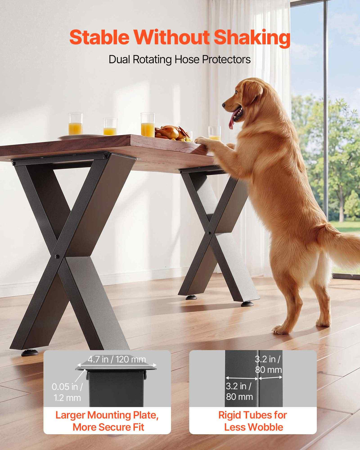 Table Legs, 29.5" H x 31.1" W Steel Furniture Legs, Modular Design, Easy Assembly, 2204 lbs Max Load Heavy Duty, for Home Office Desk, Coffee Dinner Bar Tables, Workbench,2 PCS, X Frame, Black