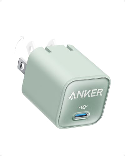 Anker Nano Phone Charger, 30W Portble and Foldable USB C GaN Charger - color: green