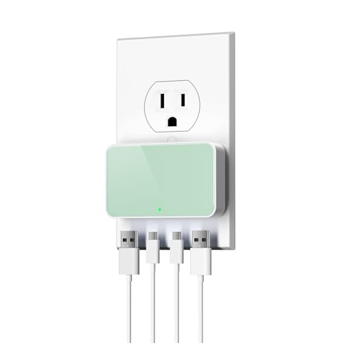 USB C Wall Charger, Super Thin Flat USB Wall Plug with 4 Ports, Fast Charging USB Plug Adapter with PD20W for Home and Travel (Green) - color: Green