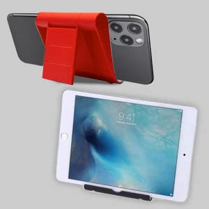 Adjustable Cell Phone Stand for Desk, Portable Phone Holder Compatible with Most iPhone, Samsung and Other Smartphones - Red - color: Red