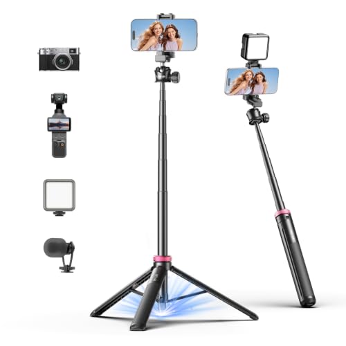 ULANZI MT44 Auto Open Phone Tripod, 59" Extendable Selfie Stick for iPhone - color: MT44 Auto Open Black