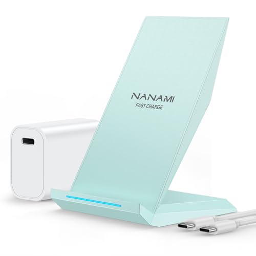 NANAMI Fast Wireless Charger, Nightstand Charging Stand with 20W PD Adapter - color: White-01