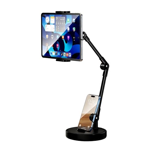 Rotatable Dual Phone Stand, Carbon Steel Weighted Base - size: Tablet