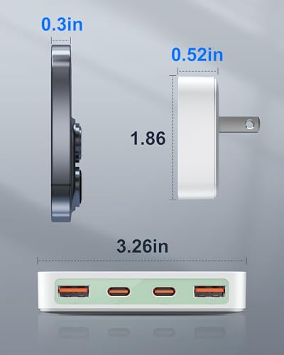 USB C Wall Charger, Super Thin Flat USB Wall Plug with 4 Ports, Fast Charging USB Plug Adapter with PD20W for Home and Travel (Green) - color: Green