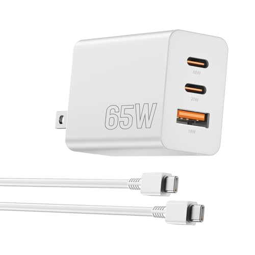 65W USB C Charger for iPhone 18/17Pro/Max,3-Port Fast Charger USB C - color: white