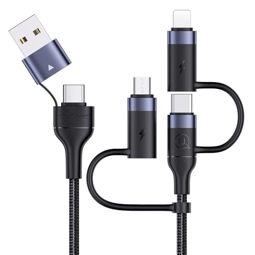 3-in-1 USB C Multi Fast Charging Cable 60W 6.6FT Nylon Multi Charger - color: Black, size: 6.6FT