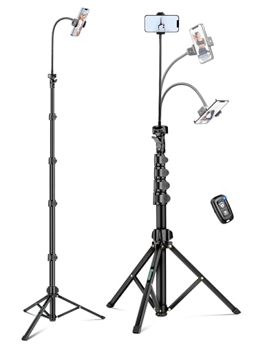 Nineigh Phone Tripod, 85" Tripod for Cell Phone iPhone with Gooseneck - size: 85 Inch