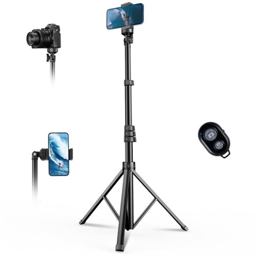 Extendable Phone Tripod for iPhone, Selfie Stick with Remote & Phone Holder - color: Black