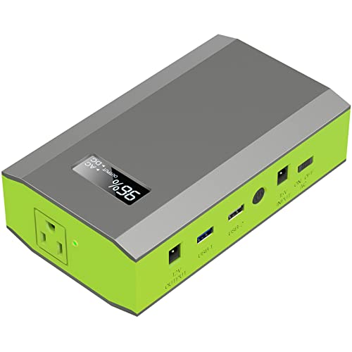 Portable Power Bank with AC Outlet, 65W External Battery Pack Backup - color: Green Grey