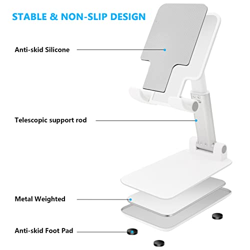 2 Pack Phone Stand for Desk, Angle & Height Adjustable Phone Holder - color: D-Black & White